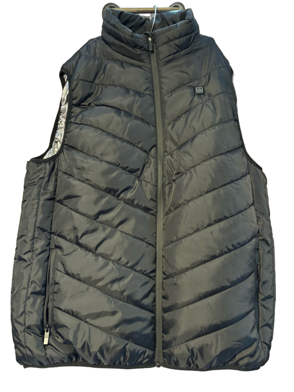 Men's Quilted Black Heated Vest with High Stand Collar